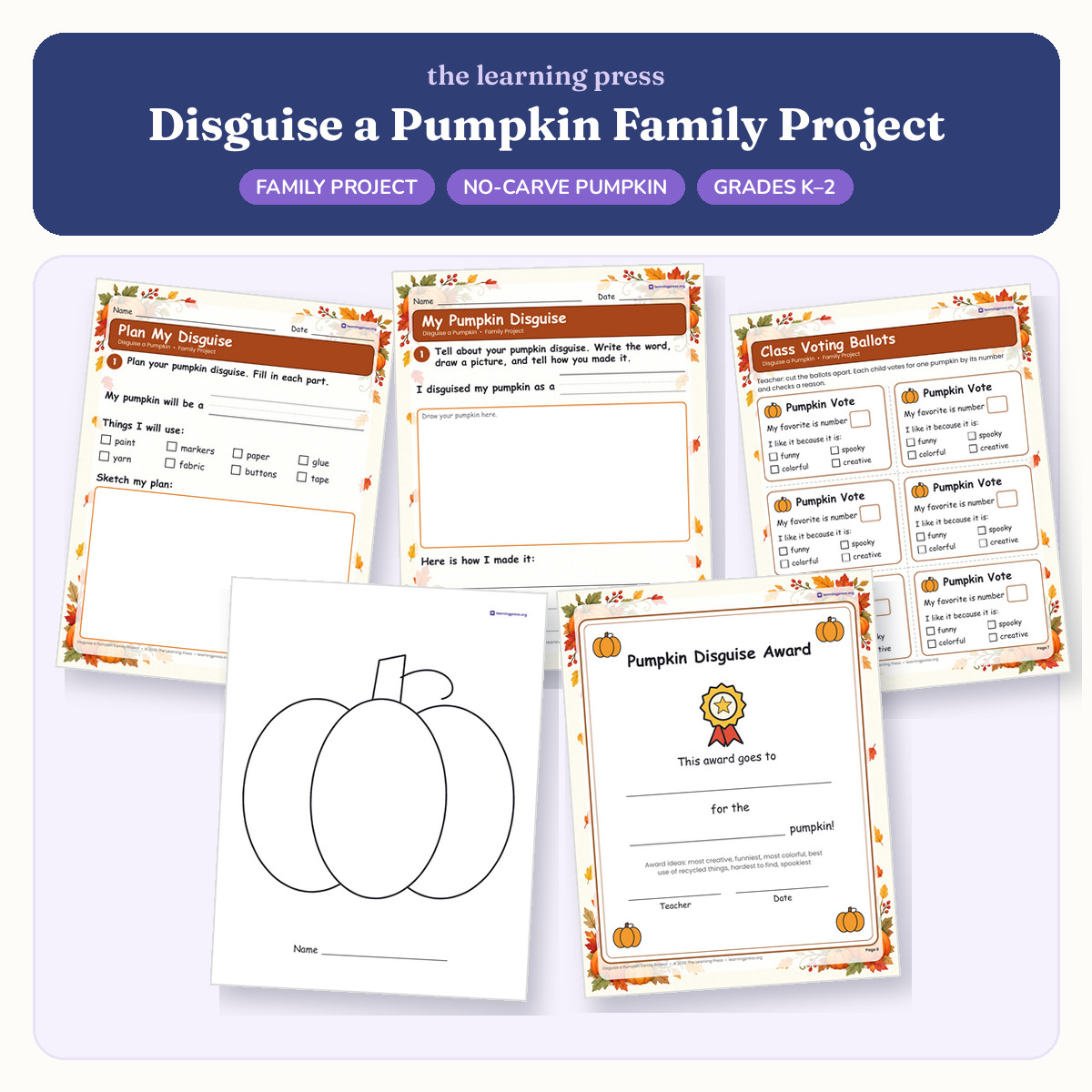Preview of Disguise a Pumpkin Family Project · No-Carve Halloween Pumpkin Activity