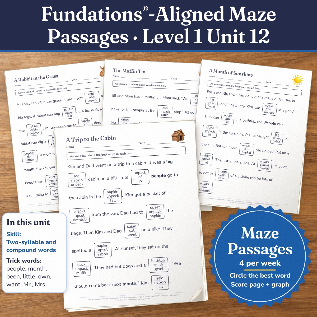 Preview of Fundations®-Aligned Maze Passages · Level 1 Unit 12