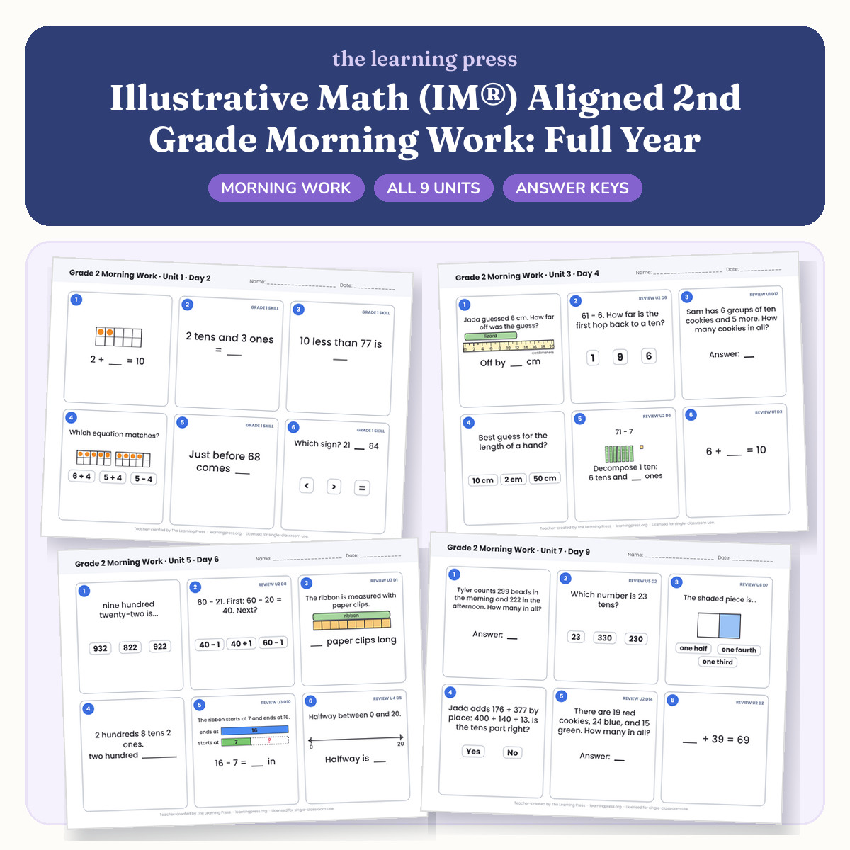 Preview of Illustrative Math (IM®) Aligned 2nd Grade Morning Work: Full Year