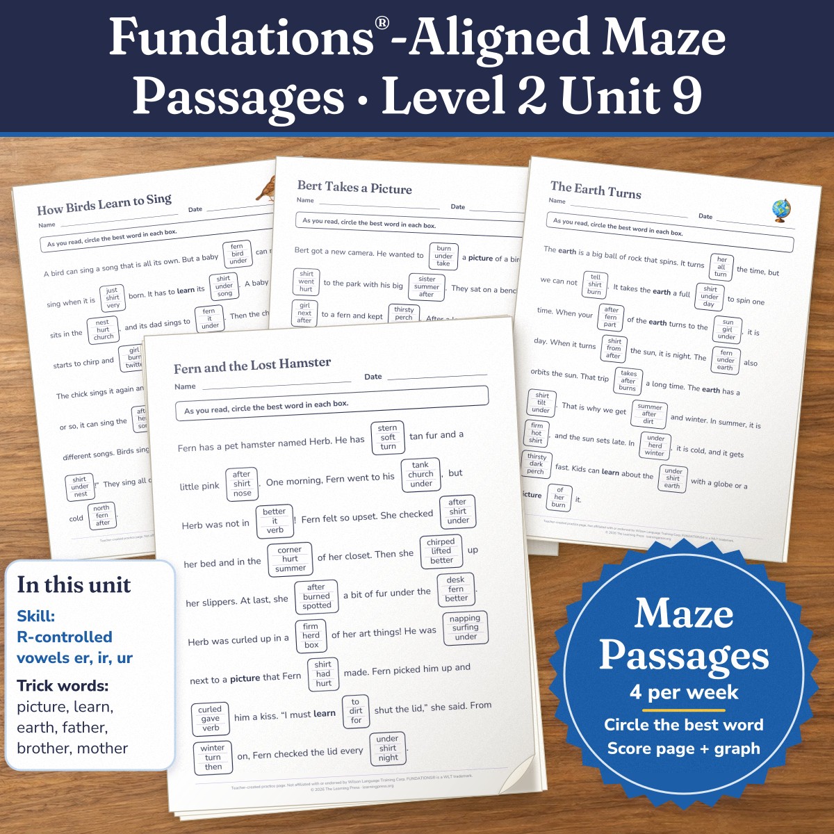 Preview of Fundations®-Aligned Maze Passages · Level 2 Unit 9