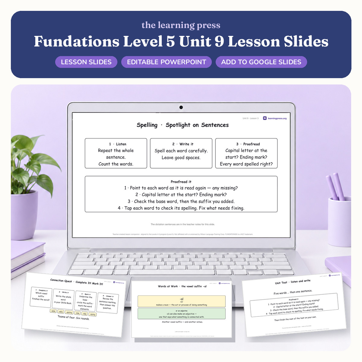 Preview of Fundations Level 5 Unit 9 Lesson Slides