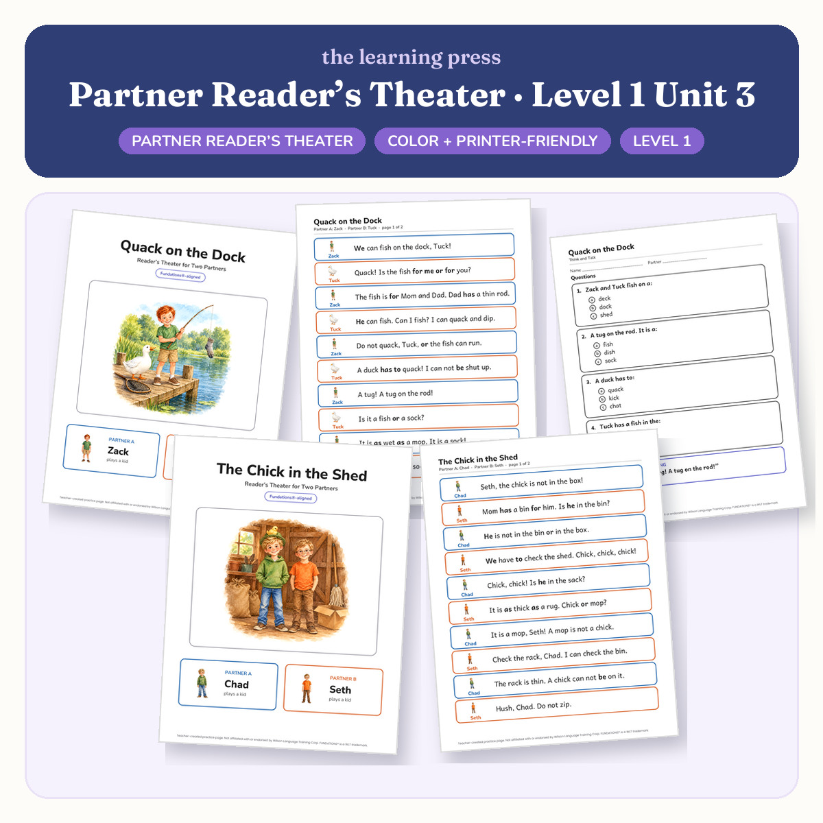 Preview of Fundations-Aligned Partner Reader's Theater · Level 1 Unit 3