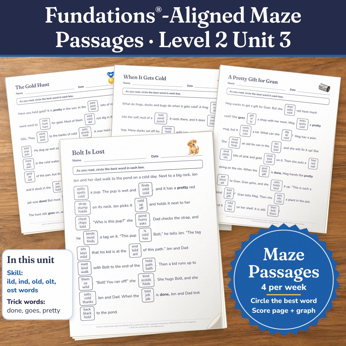 Preview of Fundations®-Aligned Maze Passages · Level 2 Unit 3