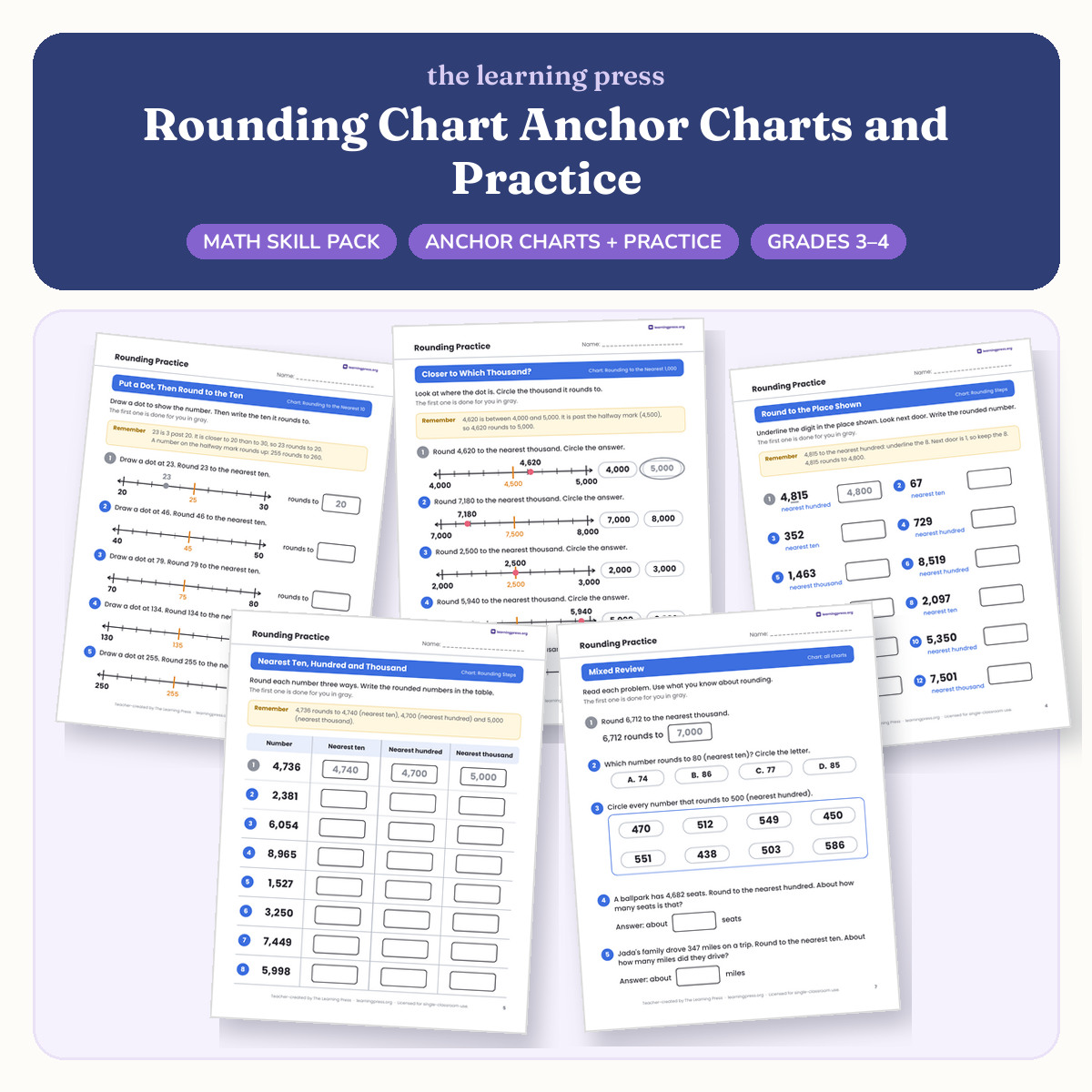 Preview of Rounding Chart Anchor Charts and Practice