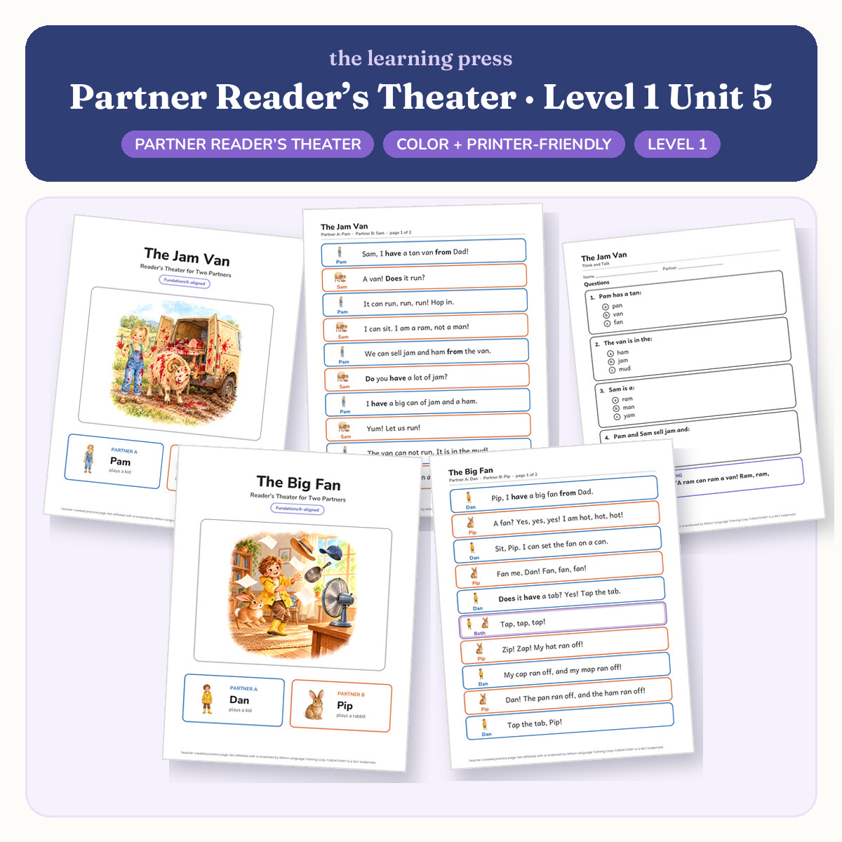 Preview of Fundations-Aligned Partner Reader's Theater · Level 1 Unit 5