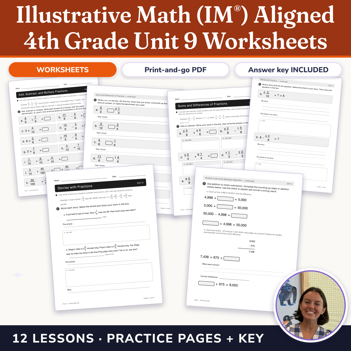 Preview of Illustrative Math (IM®) Aligned 4th Grade Unit 9 Worksheets: Putting It All Together