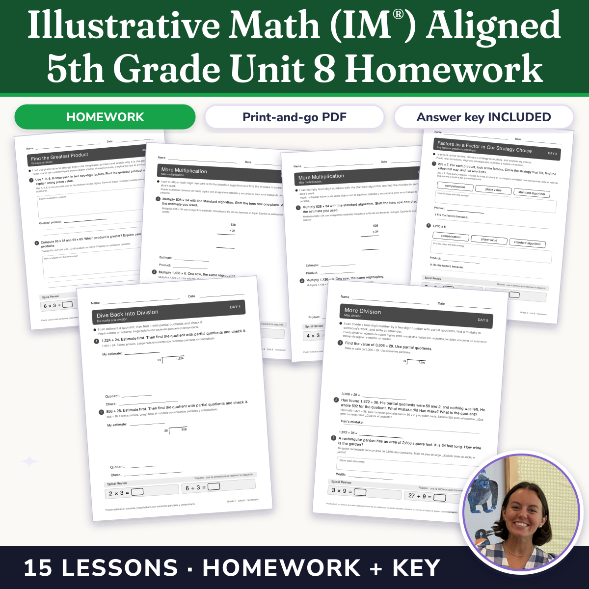 Preview of Illustrative Math (IM®) Aligned 5th Grade Unit 8 Homework: Putting It All Together