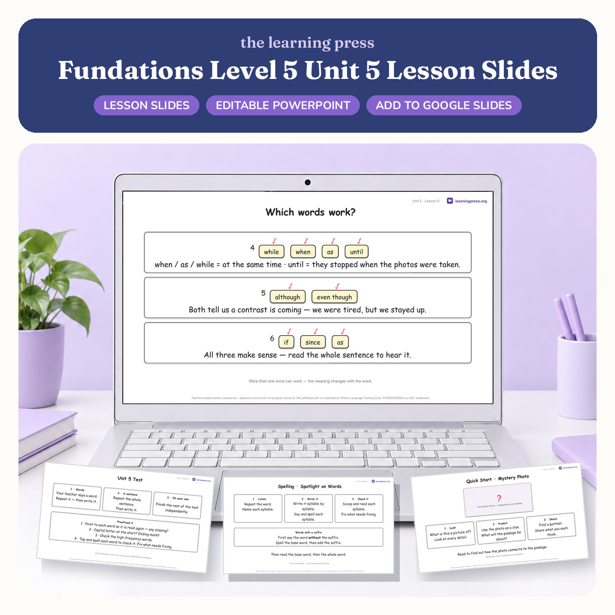 Preview of Fundations Level 5 Unit 5 Lesson Slides