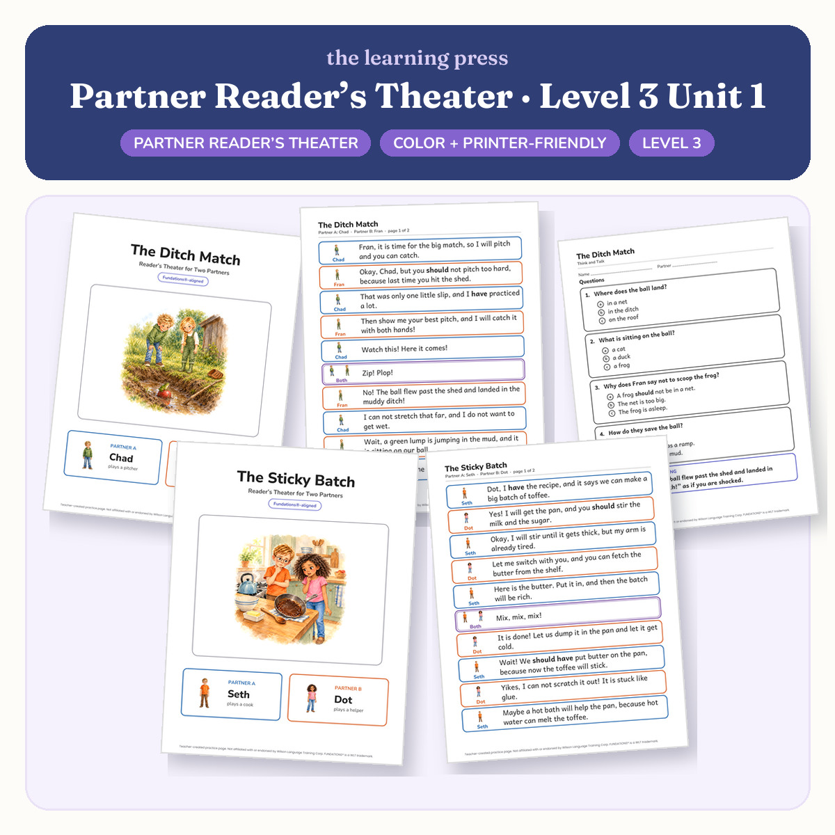 Preview of Fundations-Aligned Partner Reader's Theater · Level 3 Unit 1