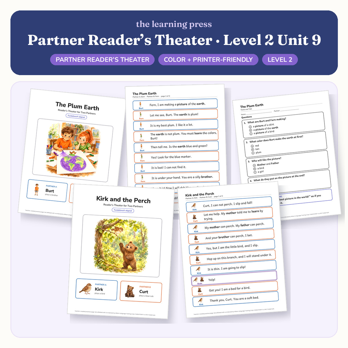 Preview of Fundations-Aligned Partner Reader's Theater · Level 2 Unit 9