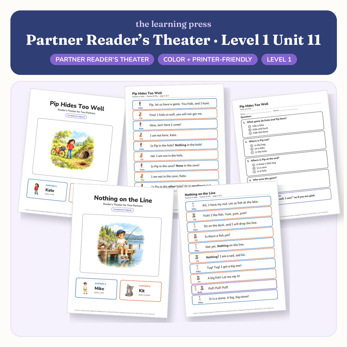 Preview of Fundations-Aligned Partner Reader's Theater · Level 1 Unit 11
