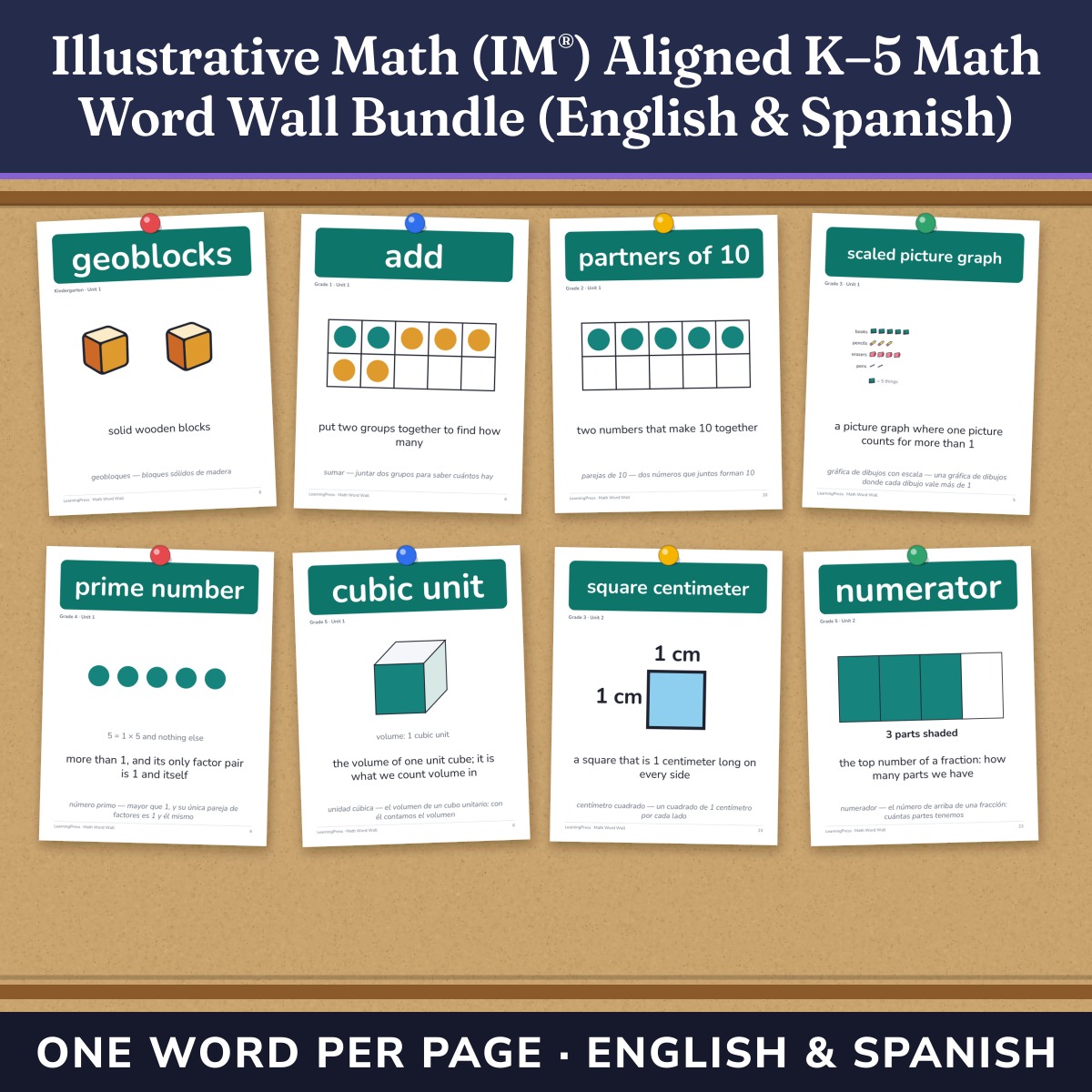 Preview of Illustrative Math (IM®) Aligned K–5 Math Word Wall Bundle (English & Spanish)