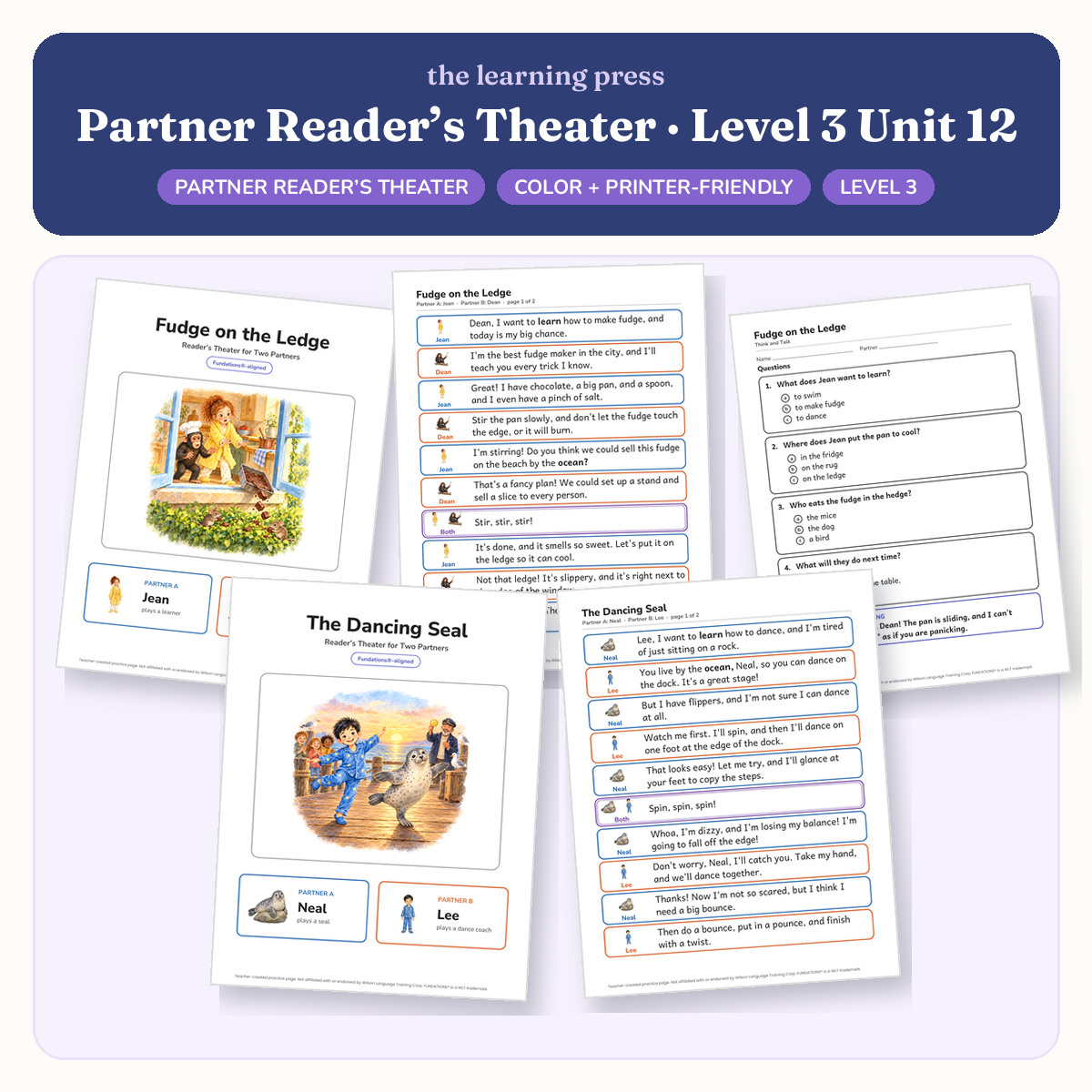 Preview of Fundations-Aligned Partner Reader's Theater · Level 3 Unit 12