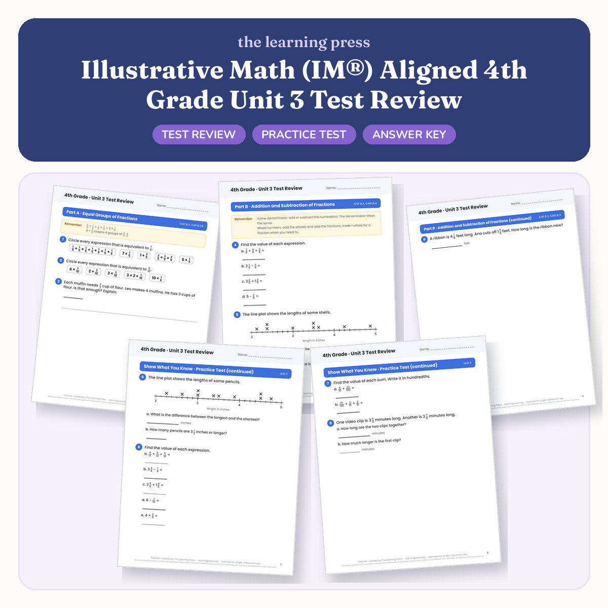 Preview of Illustrative Math (IM®) Aligned 4th Grade Unit 3 Test Review