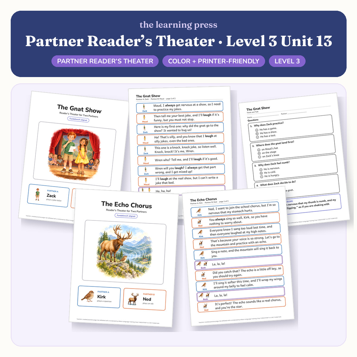 Preview of Fundations-Aligned Partner Reader's Theater · Level 3 Unit 13
