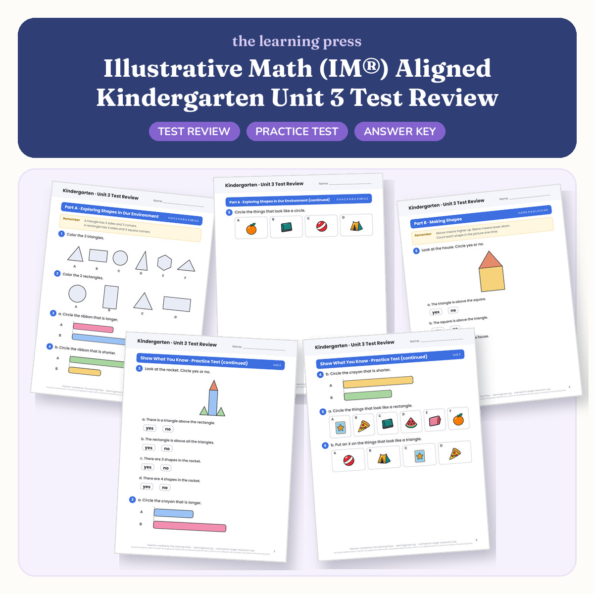 Preview of Illustrative Math (IM®) Aligned Kindergarten Unit 3 Test Review
