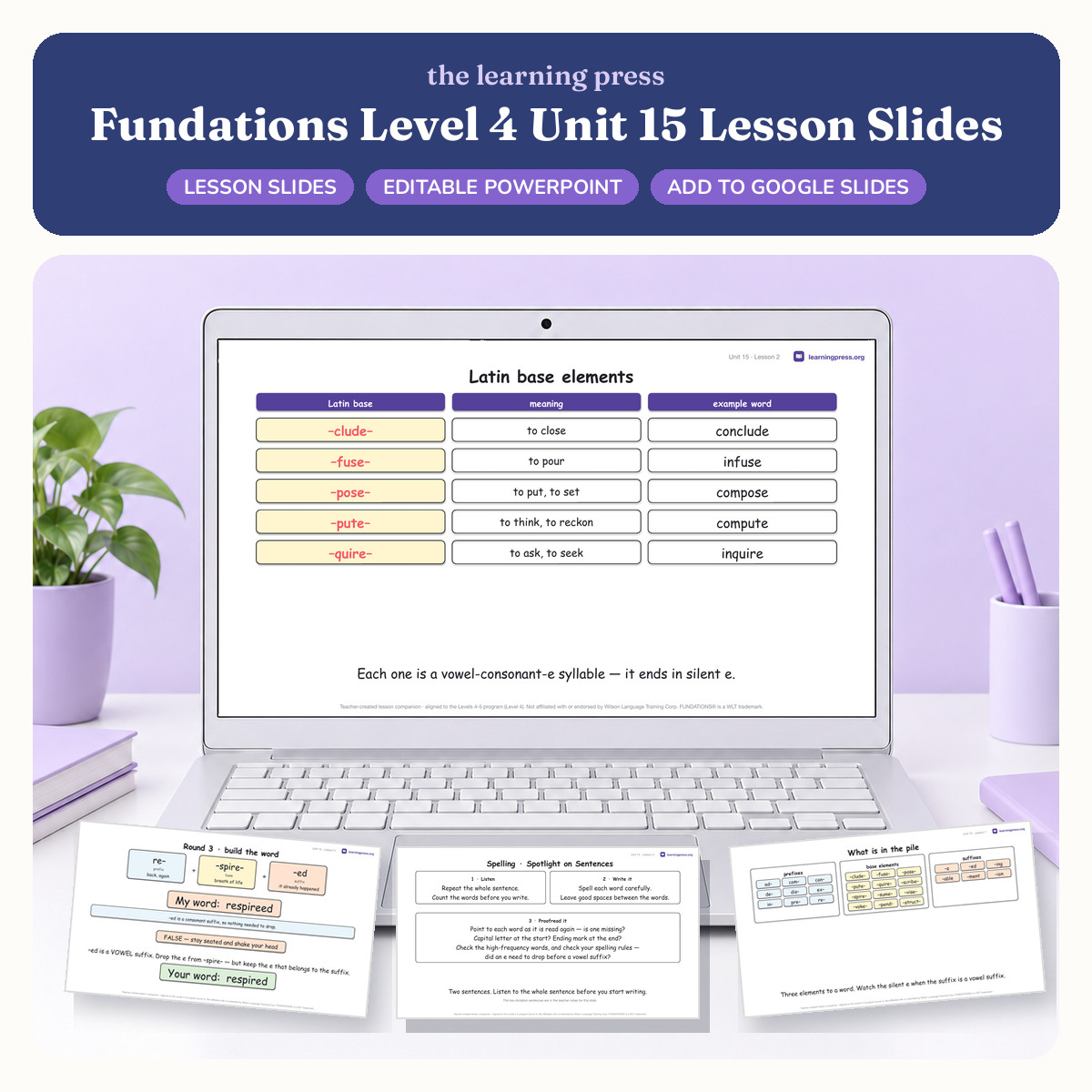 Preview of Fundations Level 4 Unit 15 Lesson Slides
