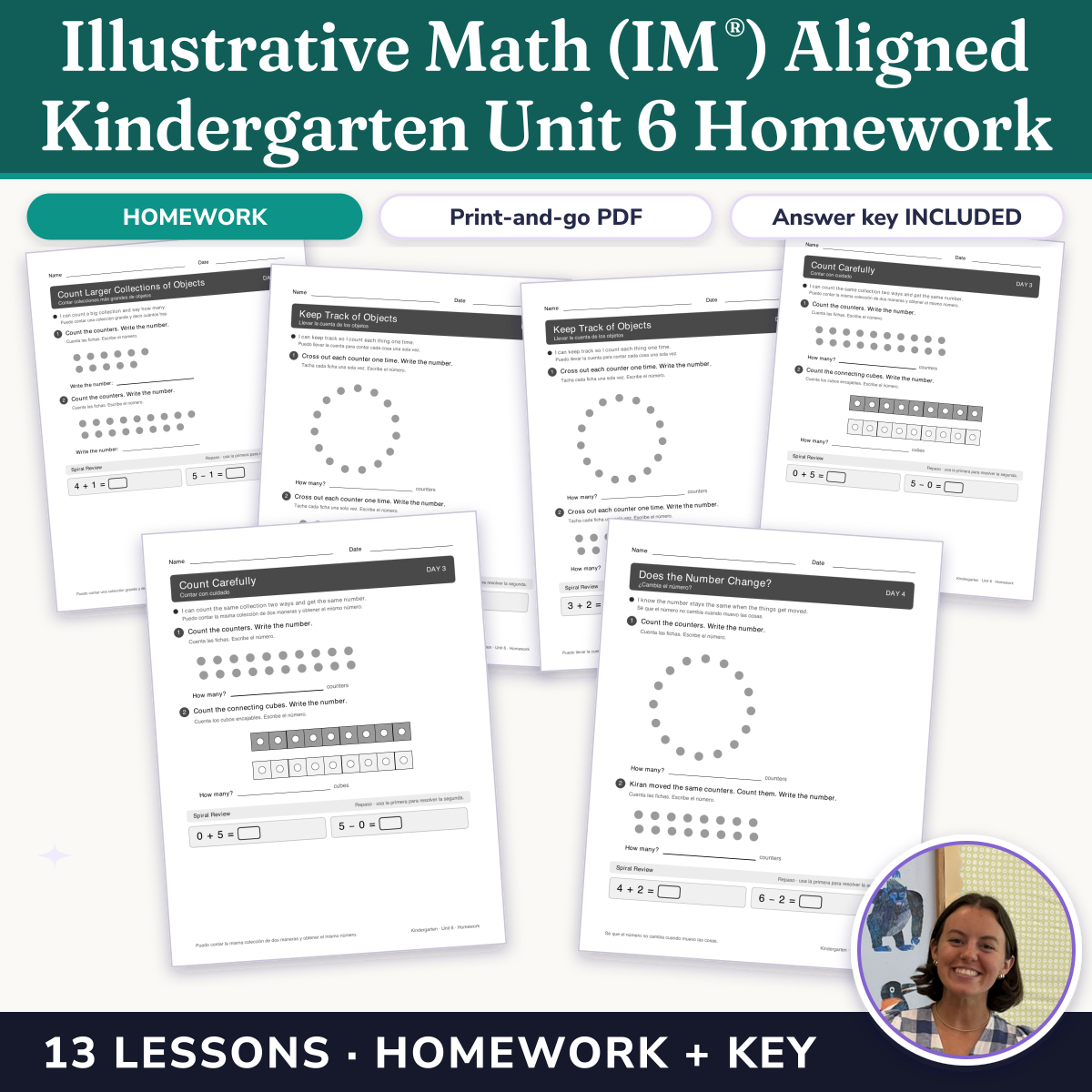 Preview of Illustrative Math (IM®) Aligned Kindergarten Unit 6 Homework: Numbers 0–20
