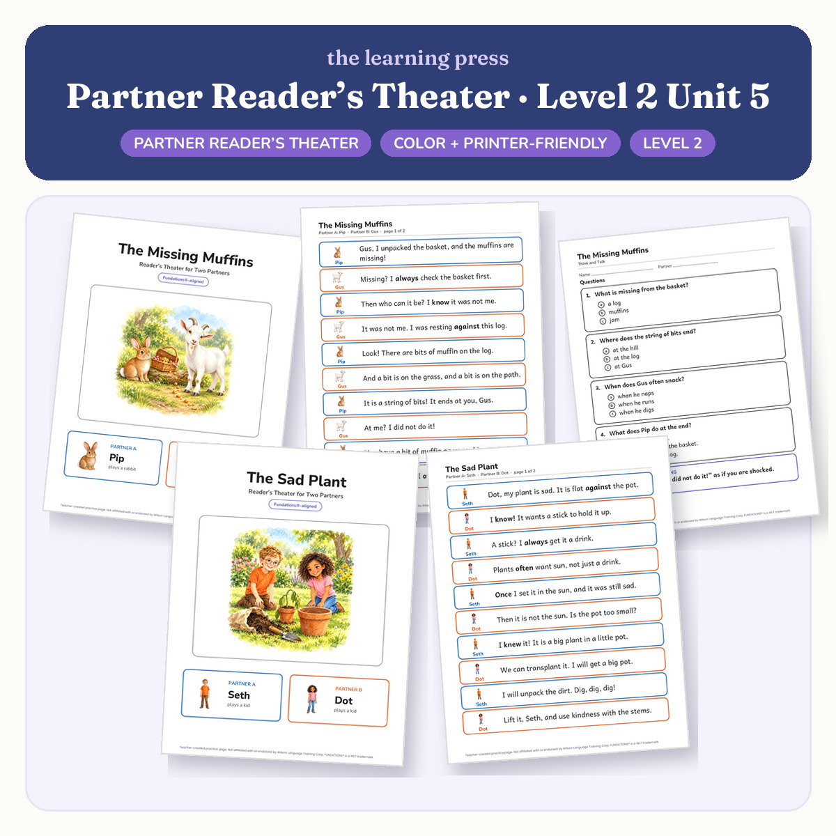 Preview of Fundations-Aligned Partner Reader's Theater · Level 2 Unit 5