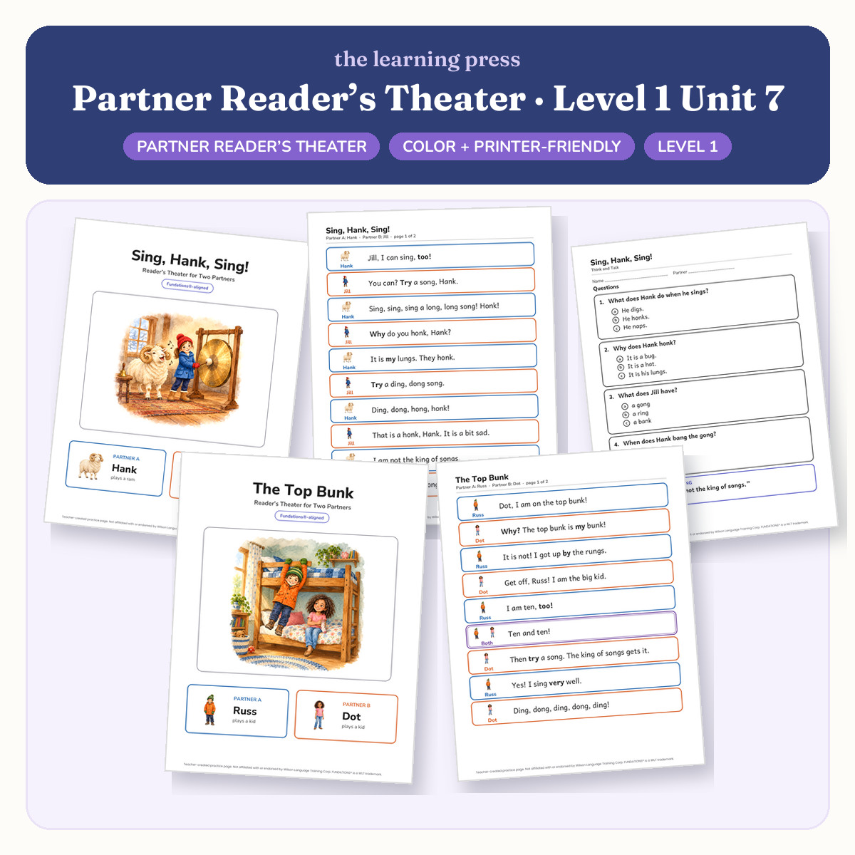 Preview of Fundations-Aligned Partner Reader's Theater · Level 1 Unit 7