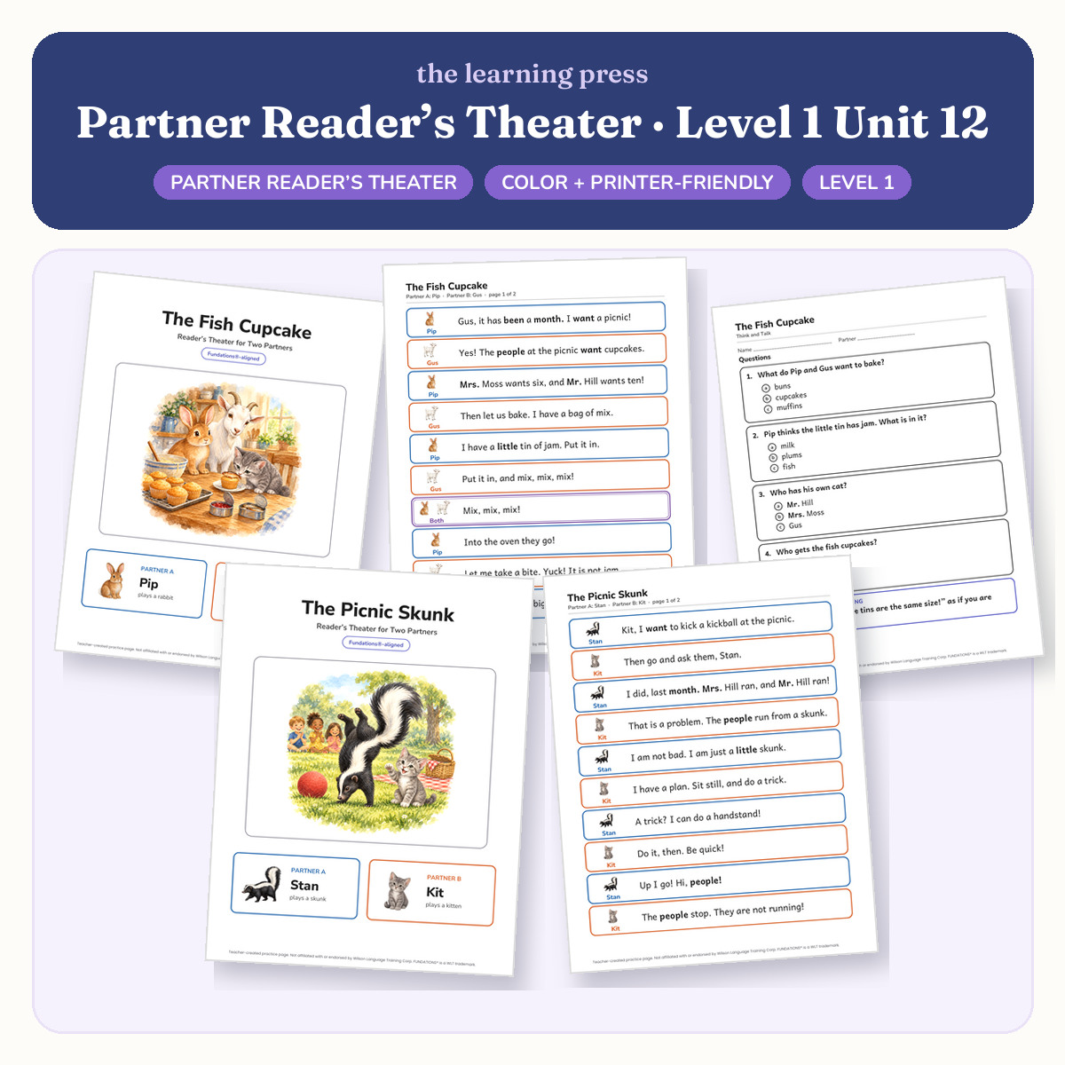 Preview of Fundations-Aligned Partner Reader's Theater · Level 1 Unit 12