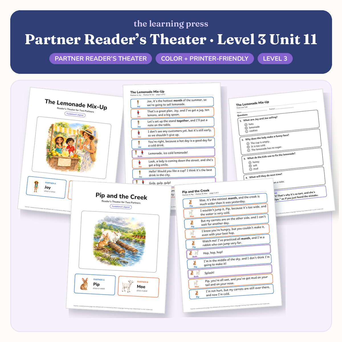 Preview of Fundations-Aligned Partner Reader's Theater · Level 3 Unit 11