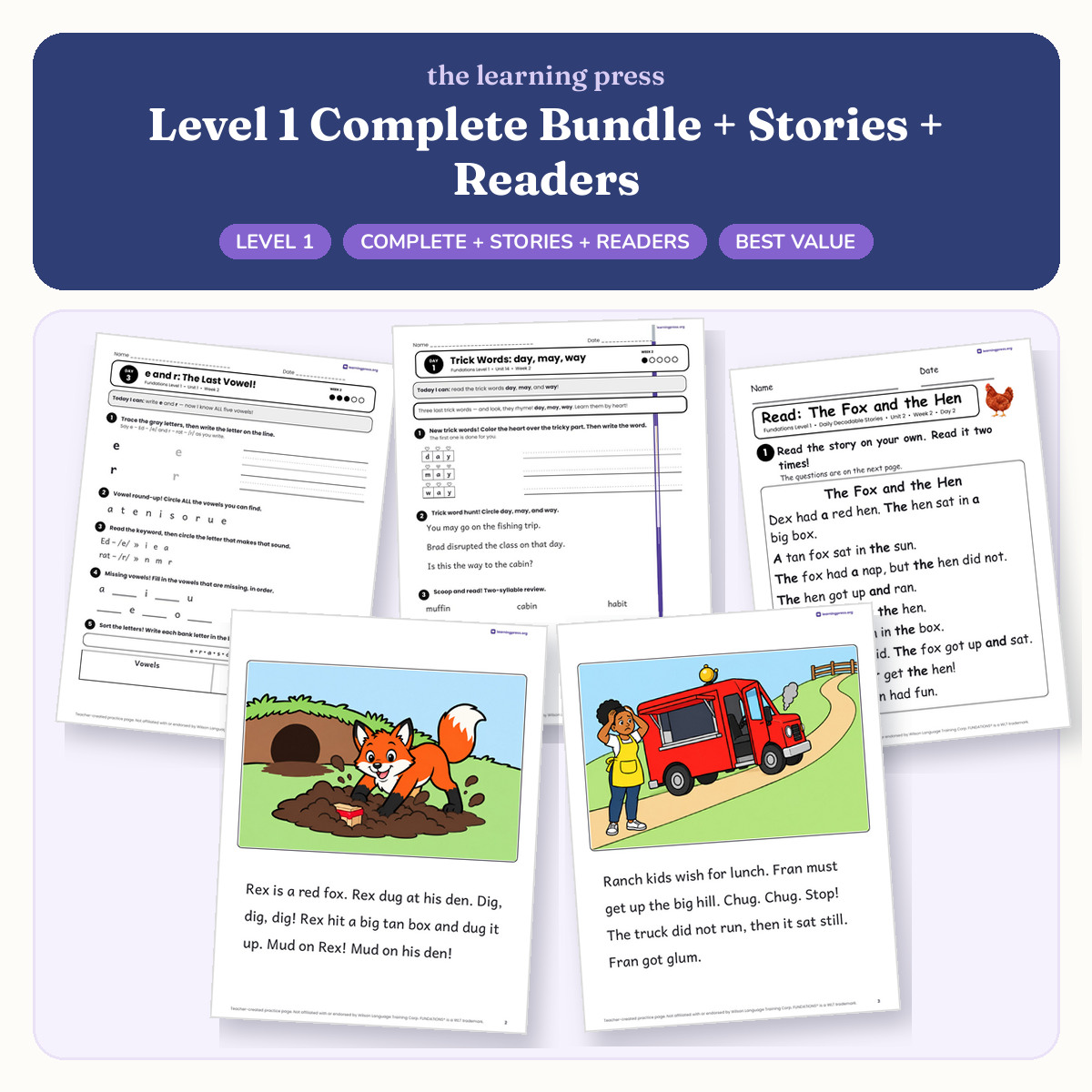 Preview of Fundations®-Aligned Level 1 Complete Bundle + Daily Decodable Stories + Decodable Readers