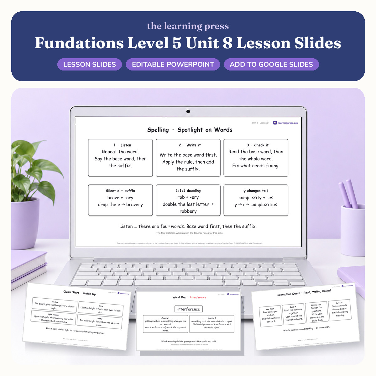 Preview of Fundations Level 5 Unit 8 Lesson Slides