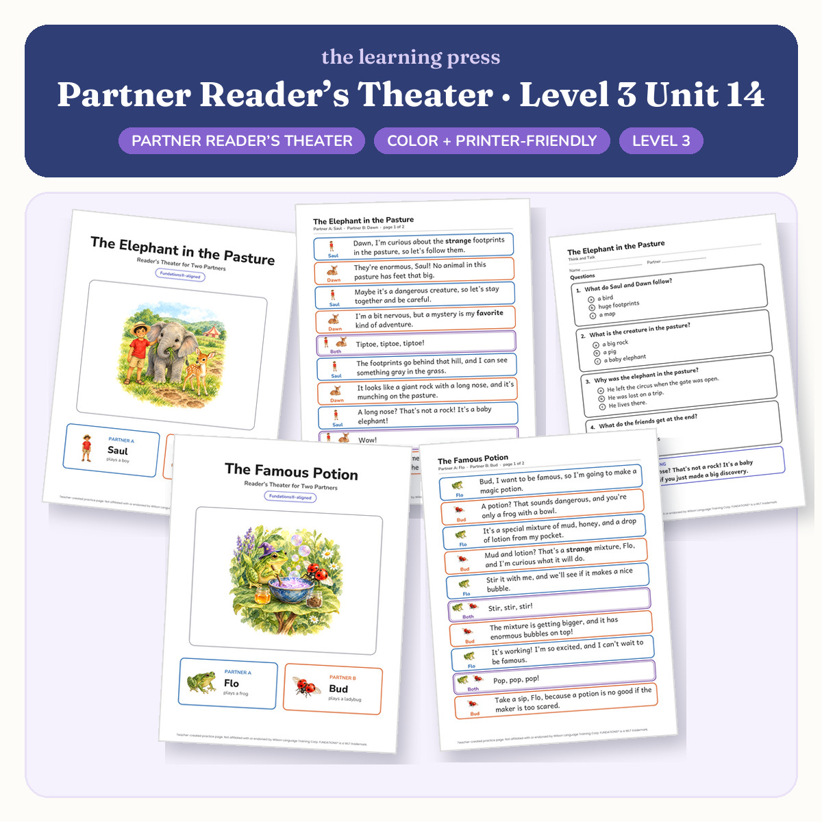 Preview of Fundations-Aligned Partner Reader's Theater · Level 3 Unit 14