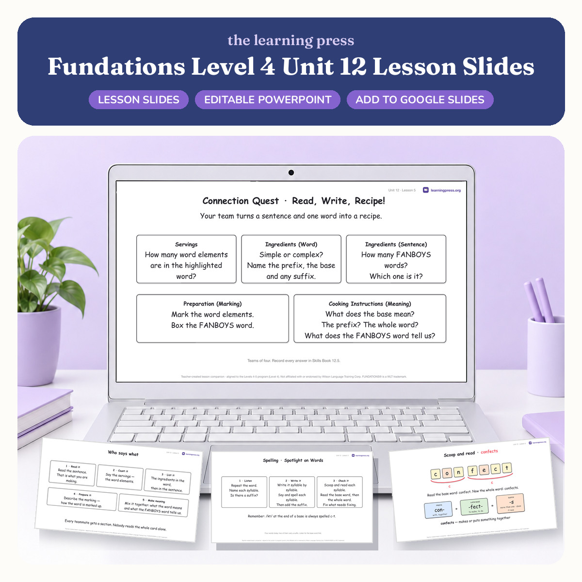 Preview of Fundations Level 4 Unit 12 Lesson Slides