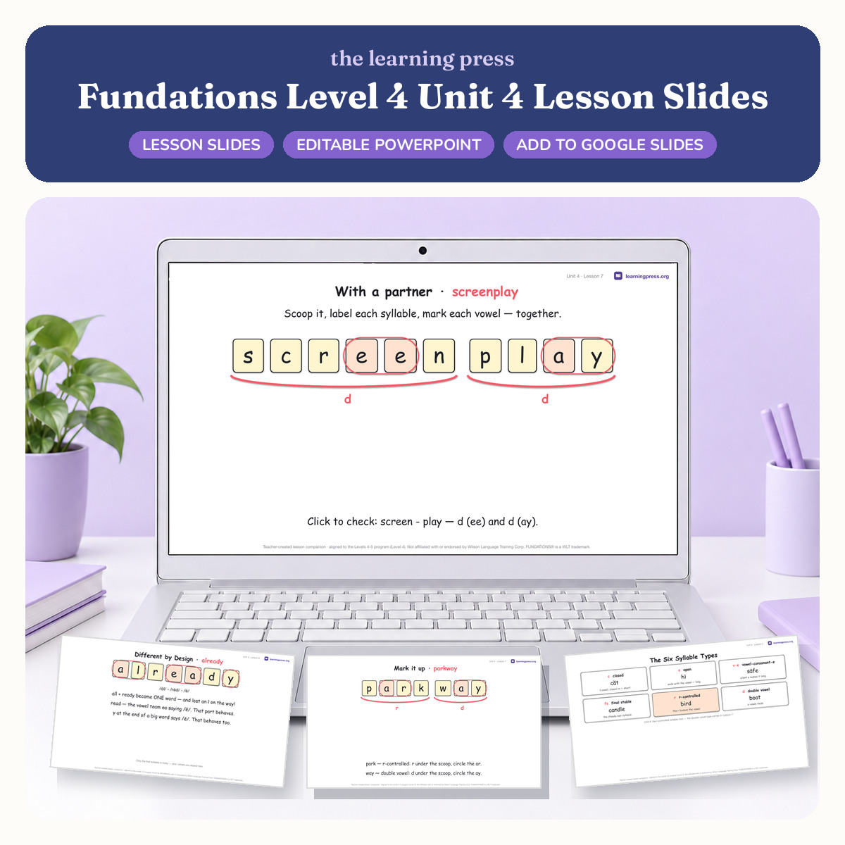 Preview of Fundations Level 4 Unit 4 Lesson Slides