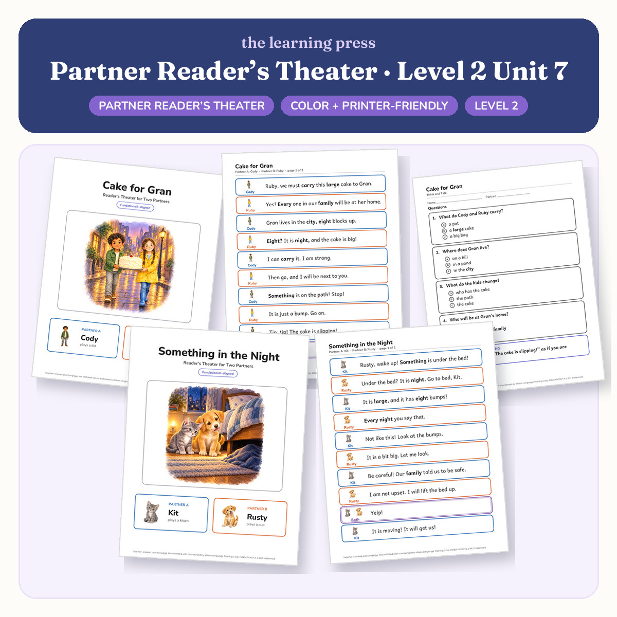 Preview of Fundations-Aligned Partner Reader's Theater · Level 2 Unit 7