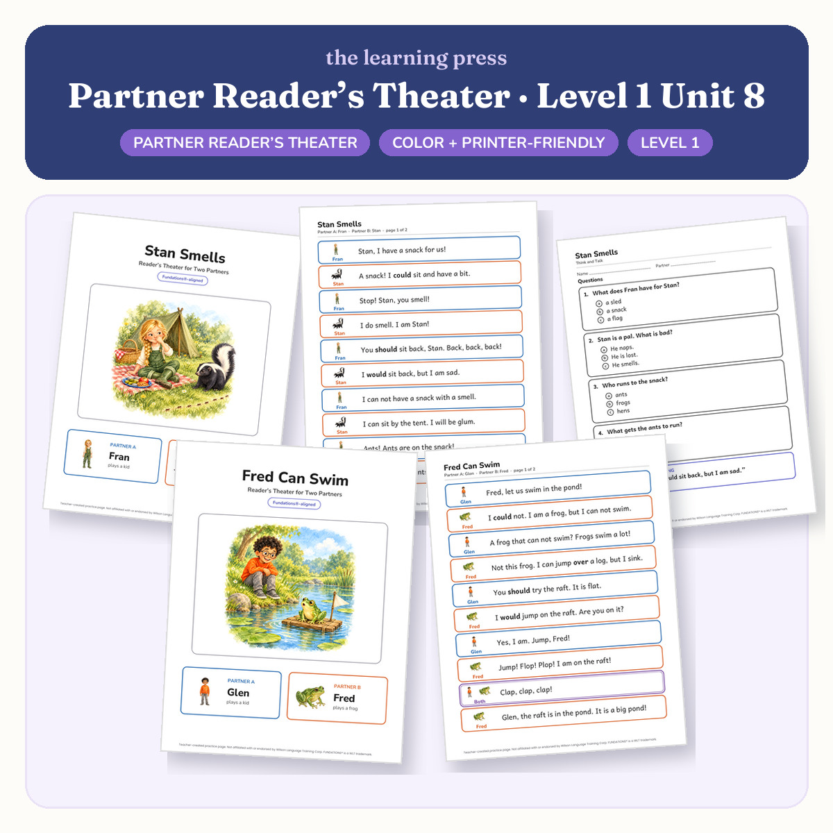 Preview of Fundations-Aligned Partner Reader's Theater · Level 1 Unit 8