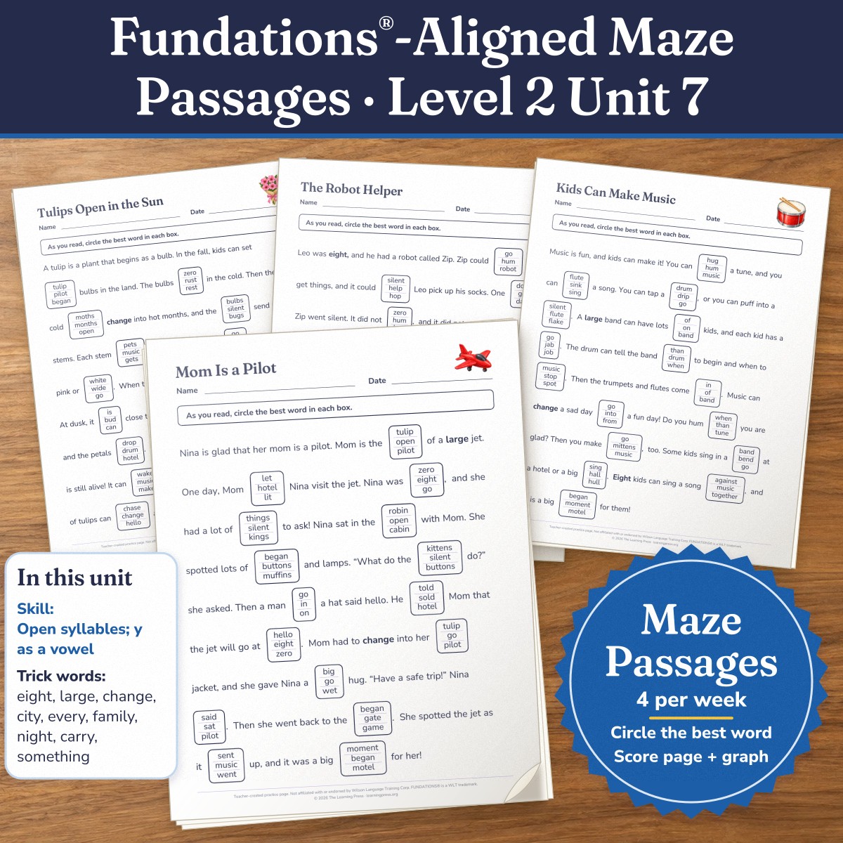Preview of Fundations®-Aligned Maze Passages · Level 2 Unit 7