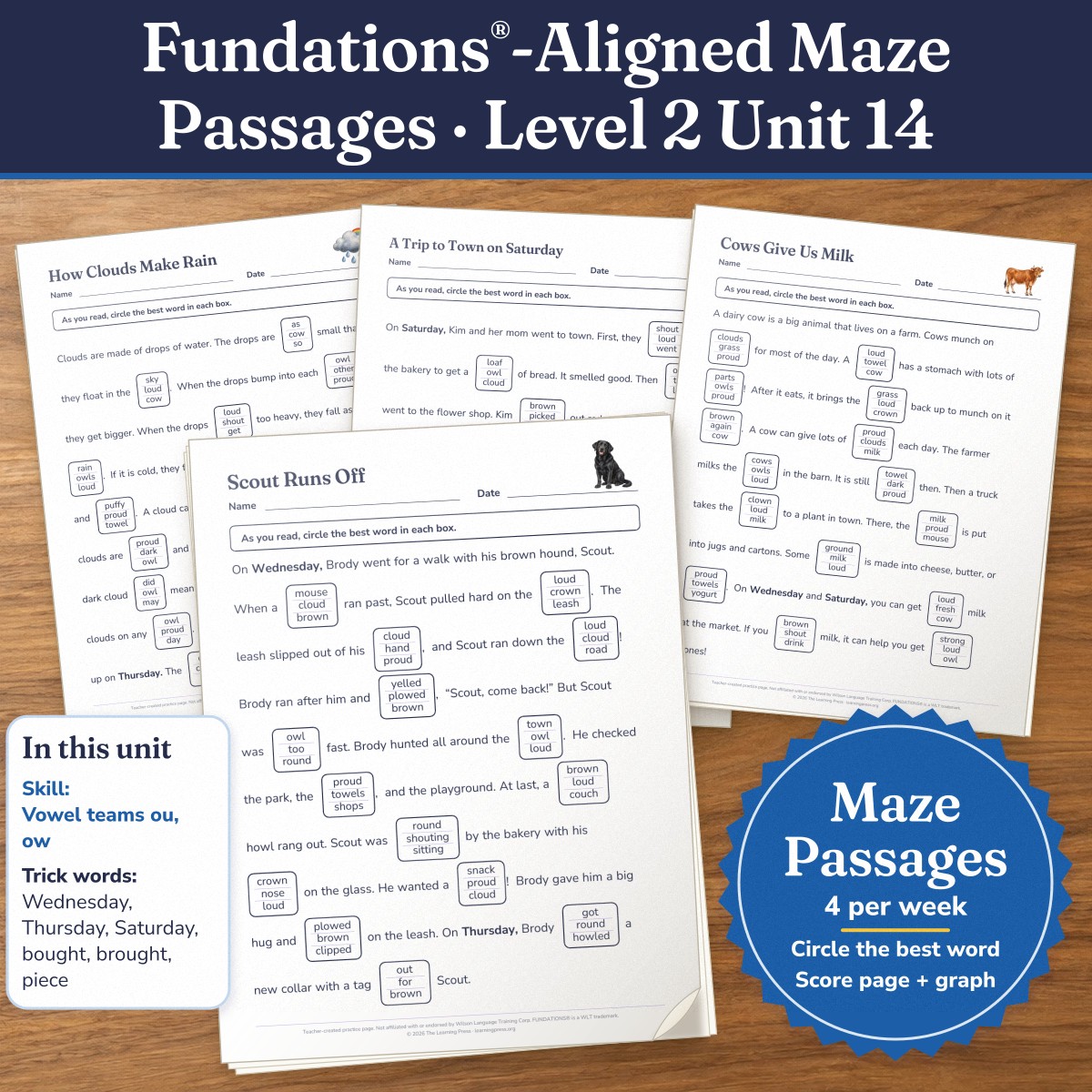 Preview of Fundations®-Aligned Maze Passages · Level 2 Unit 14