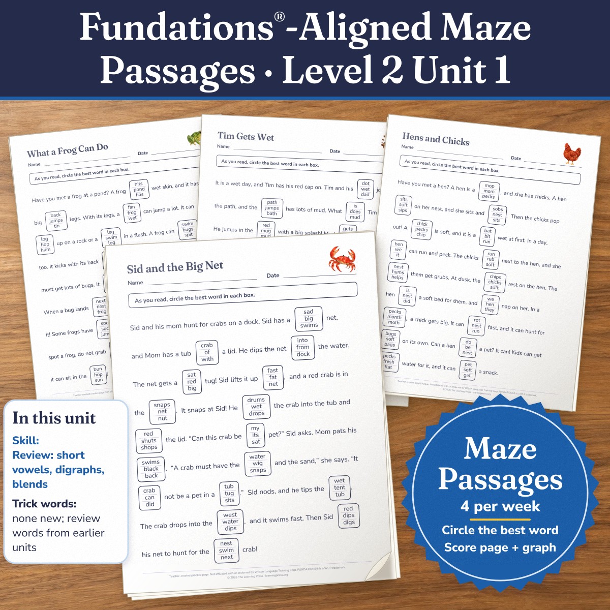 Preview of Fundations®-Aligned Maze Passages · Level 2 Unit 1