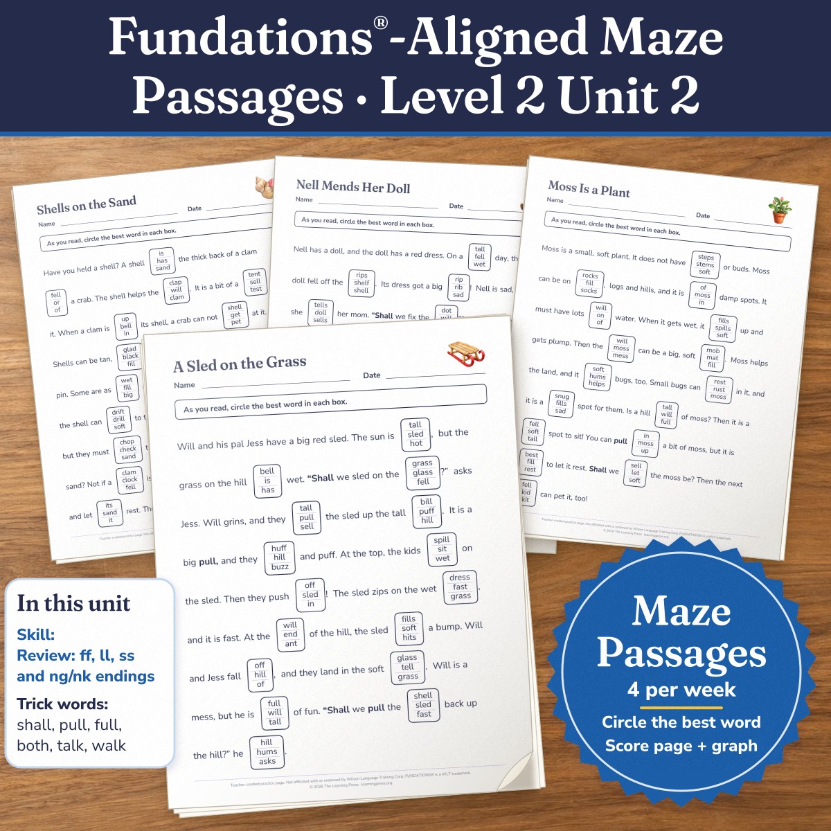 Preview of Fundations®-Aligned Maze Passages · Level 2 Unit 2