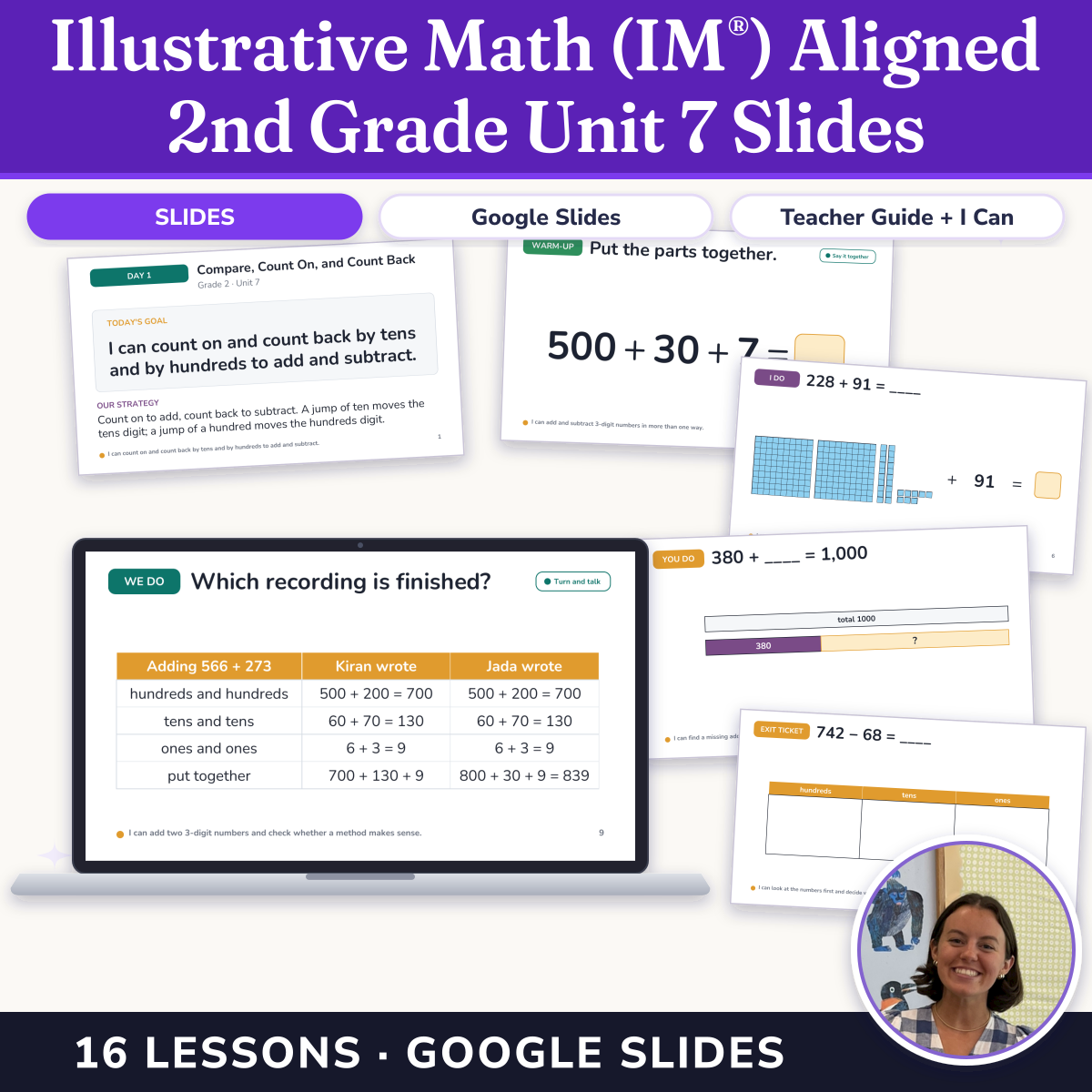 Preview of Illustrative Math (IM®) Aligned 2nd Grade Unit 7 Slides: Add and Subtract within 1,000