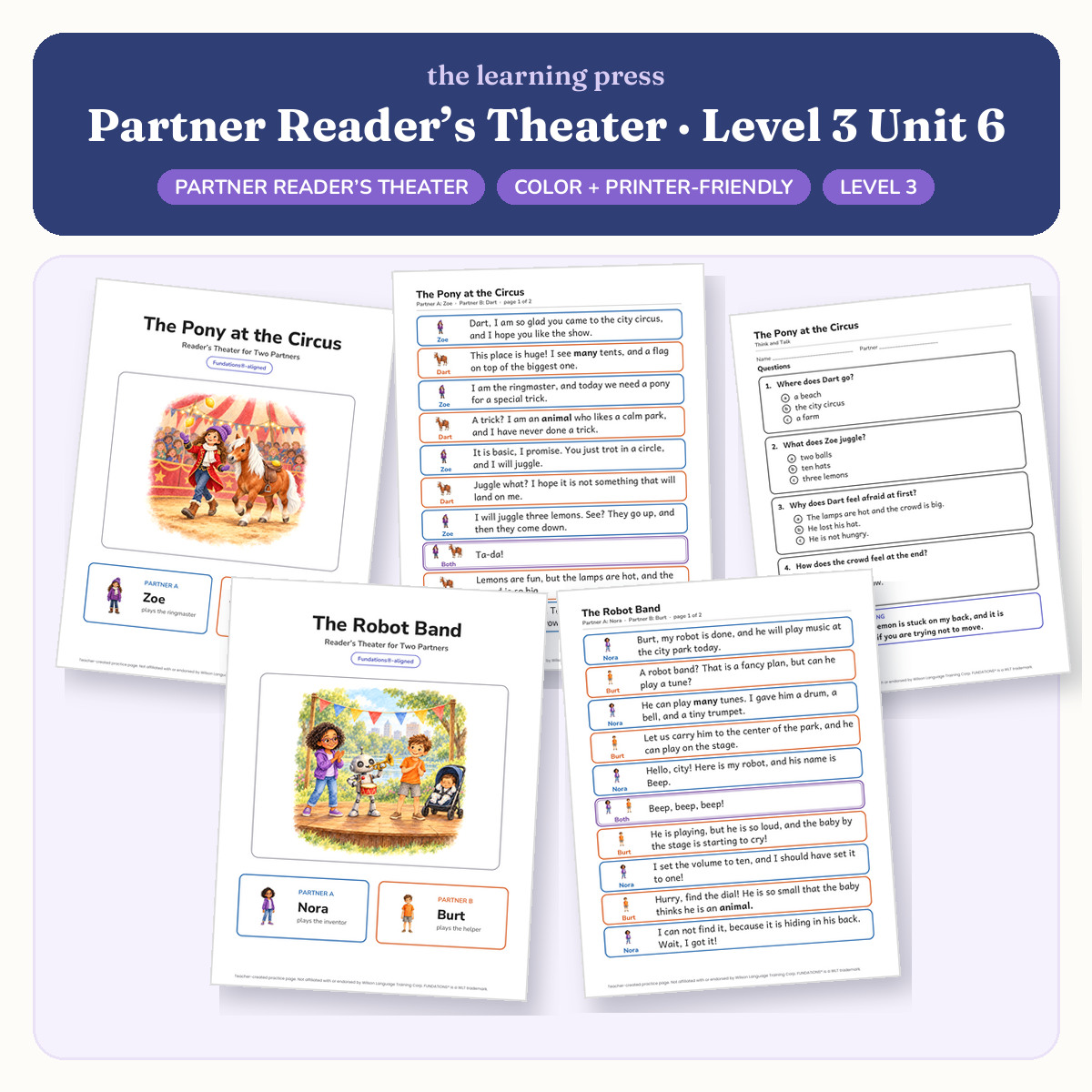 Preview of Fundations-Aligned Partner Reader's Theater · Level 3 Unit 6