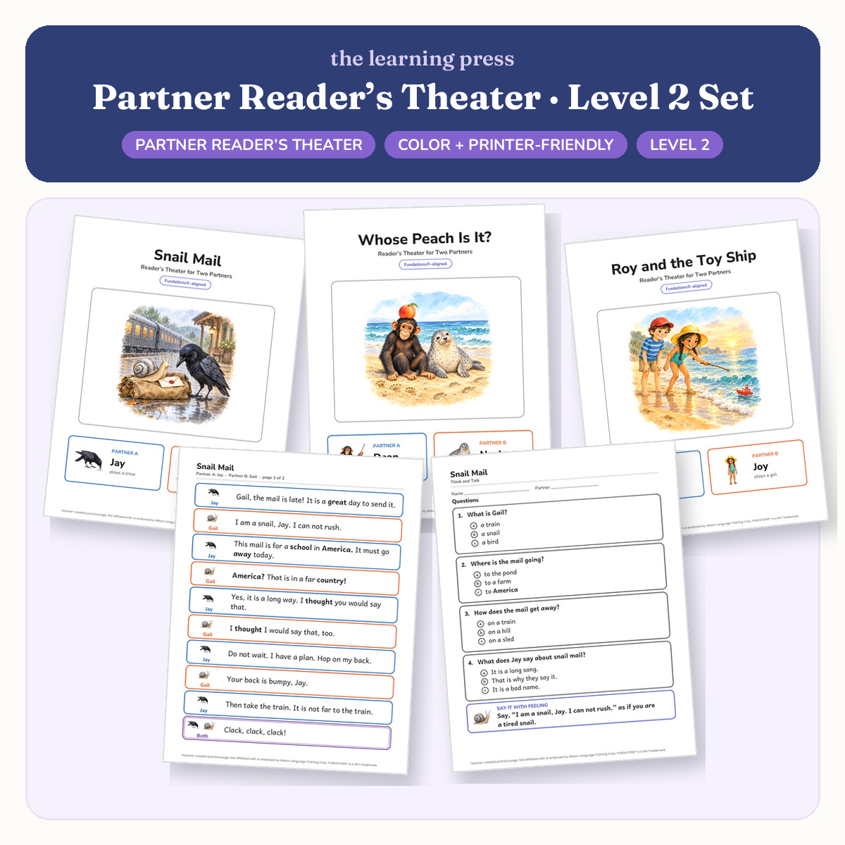 Preview of Fundations-Aligned Partner Reader's Theater · Level 2 Set (Units 1–17)