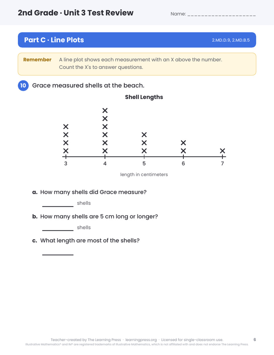 Preview page 3 of Illustrative Math (IM®) Aligned 2nd Grade Unit 3 Test Review