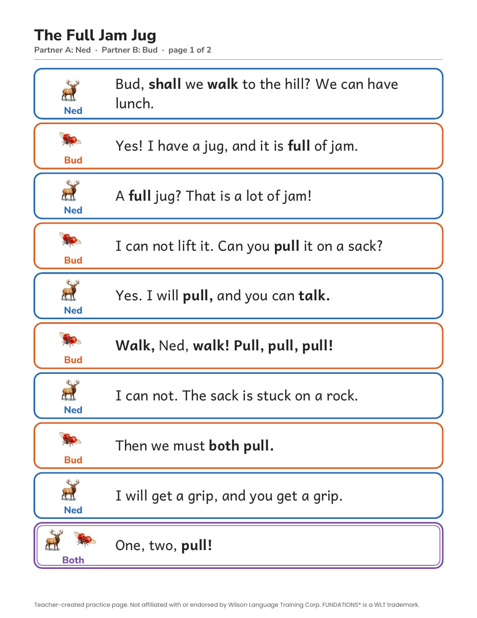 Preview page 2 of Fundations-Aligned Partner Reader's Theater · Level 2 Unit 2