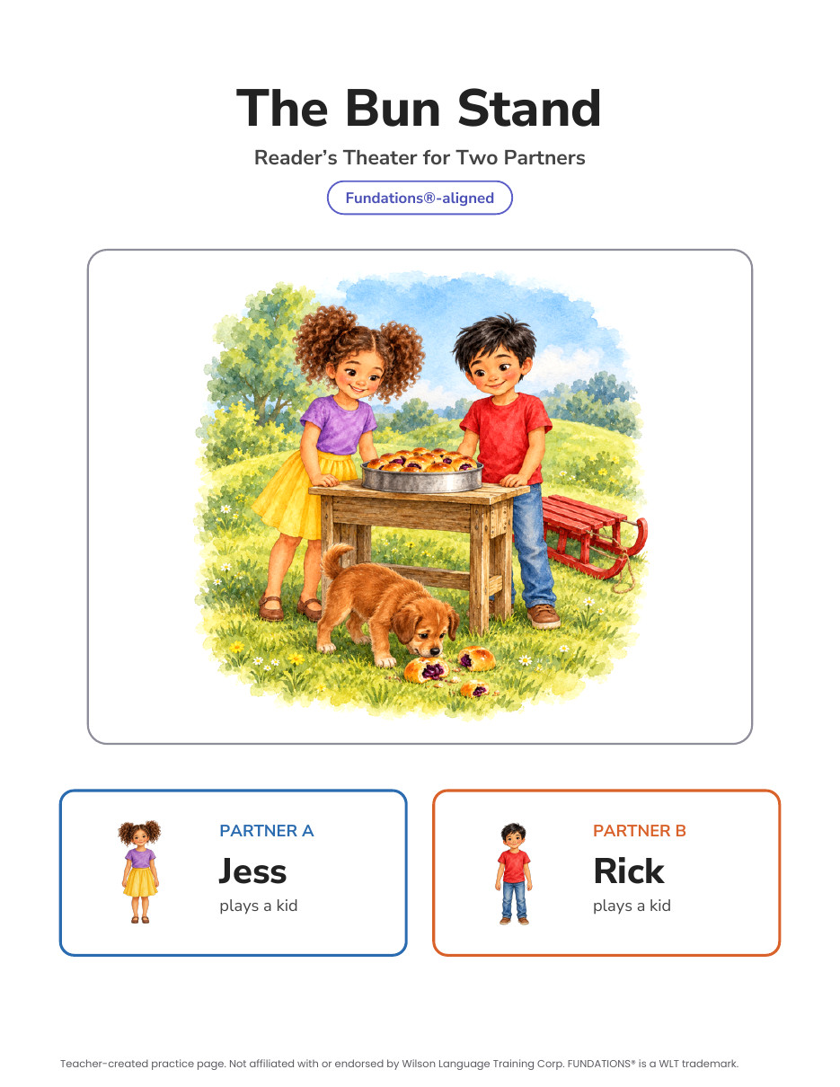 Preview page 4 of Fundations-Aligned Partner Reader's Theater · Level 2 Unit 2
