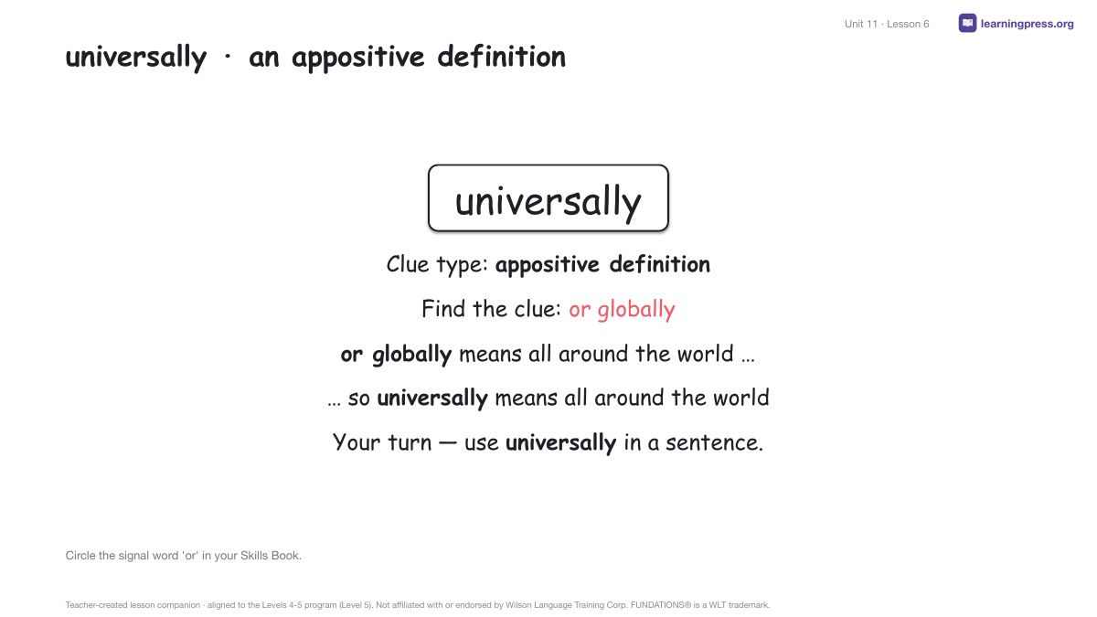 Preview page 3 of Fundations Level 5 Unit 11 Lesson Slides