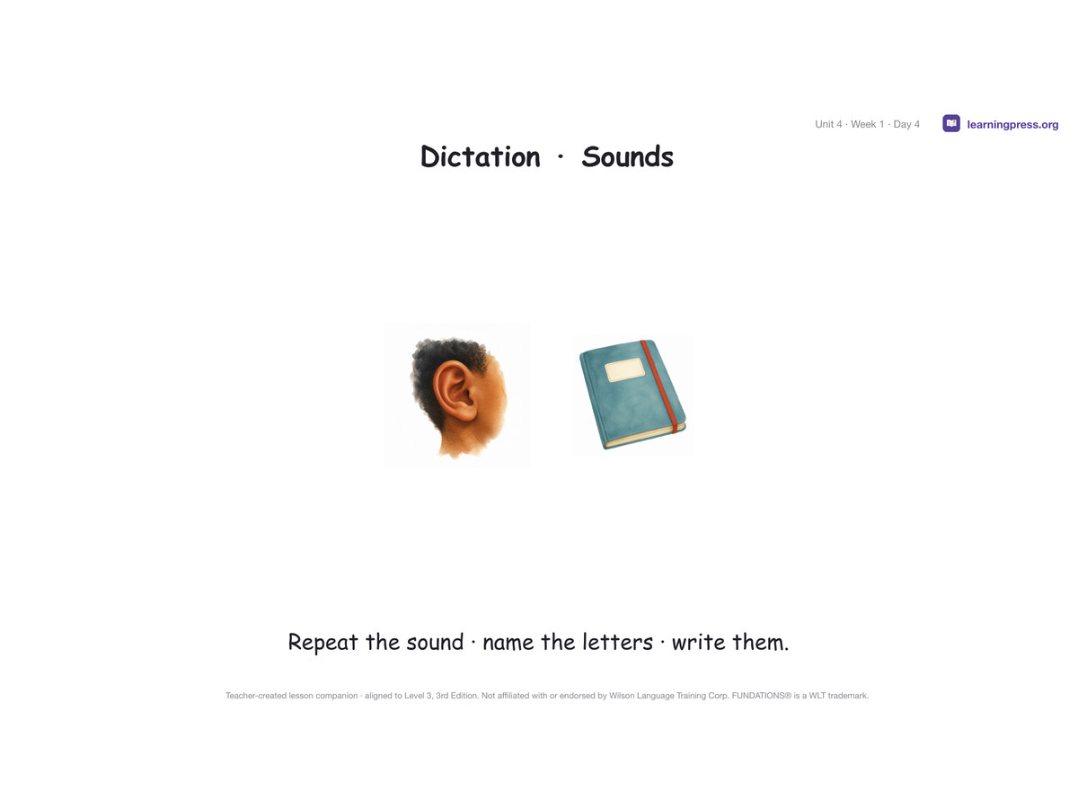 Preview page 2 of Fundations Level 3 Unit 4 Lesson Slides – 3rd Edition Aligned