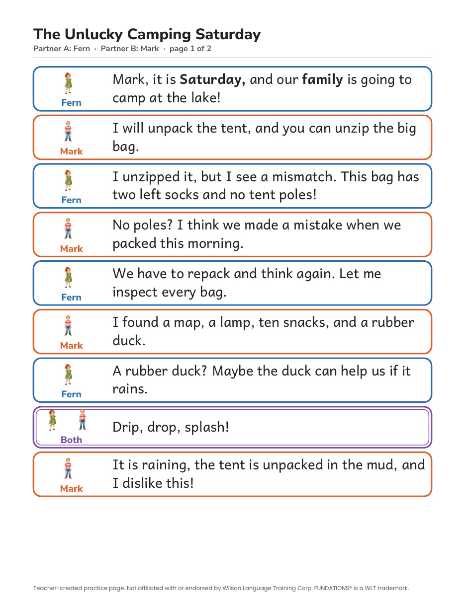Preview page 2 of Fundations-Aligned Partner Reader's Theater · Level 3 Bonus Unit
