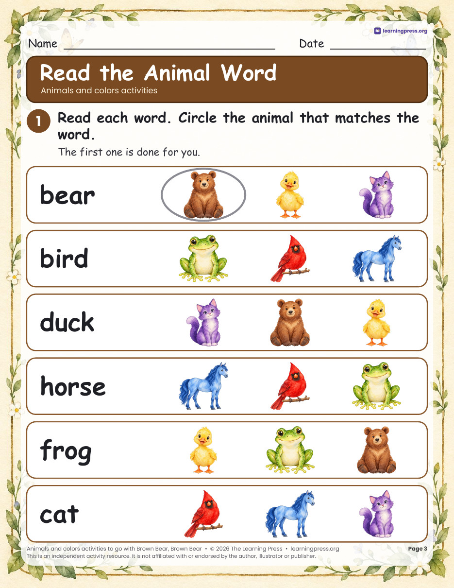 Preview page 2 of Brown Bear Activities | Colors and Animals Book Companion | PreK-K