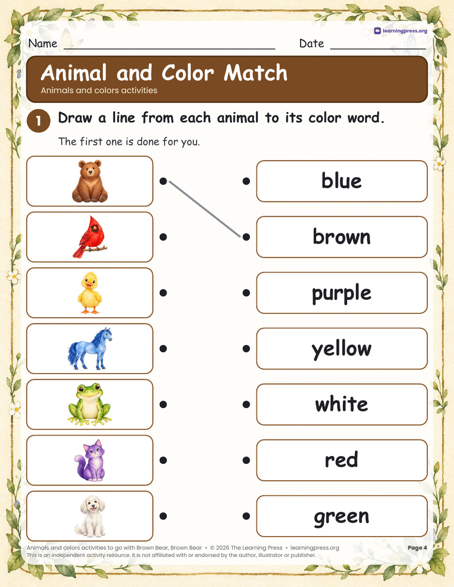 Preview page 3 of Brown Bear Activities | Colors and Animals Book Companion | PreK-K