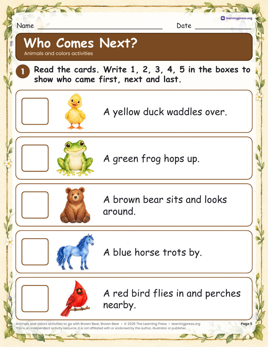 Preview page 4 of Brown Bear Activities | Colors and Animals Book Companion | PreK-K