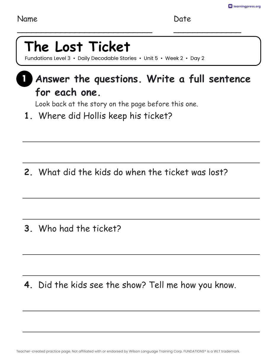 Preview page 4 of Fundations Level 3 Unit 5 Daily Decodable Stories